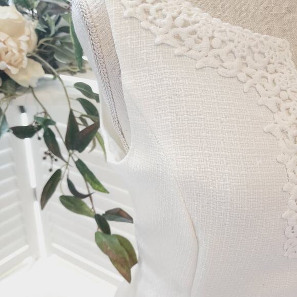 EVAN PICONE BLACK LABEL WHITE LACE V NECK DRESS SIZE 8 - Picture 3 of 6